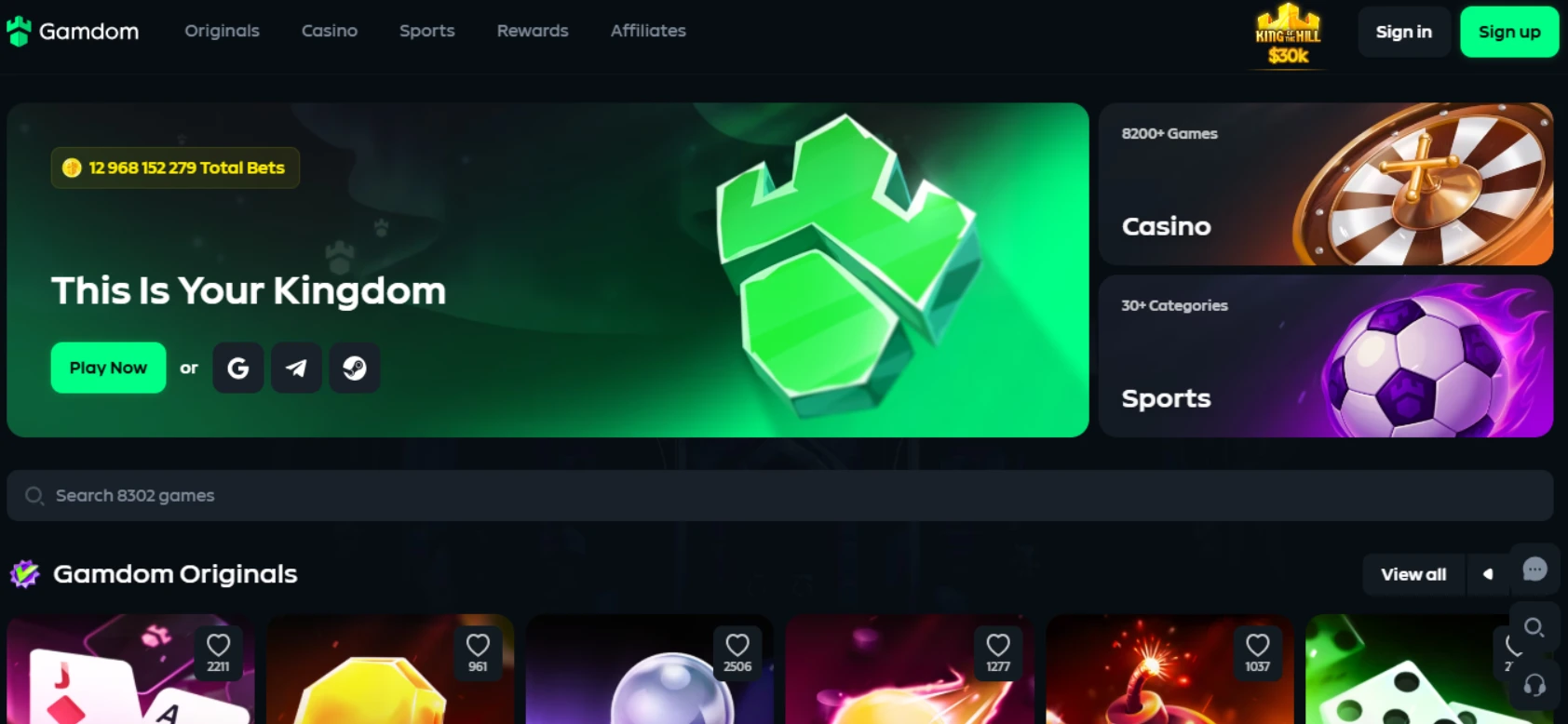 Gamdom Casino Screen